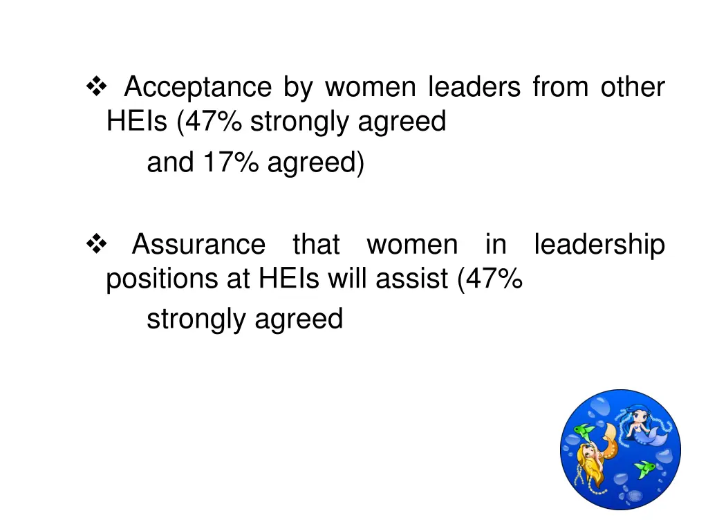 acceptance by women leaders from other heis