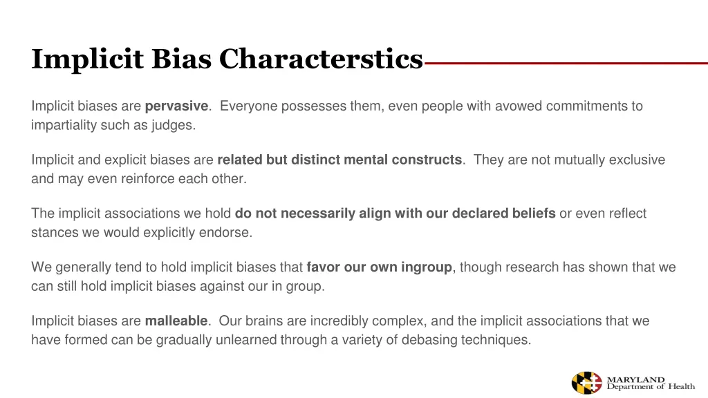 implicit bias characterstics