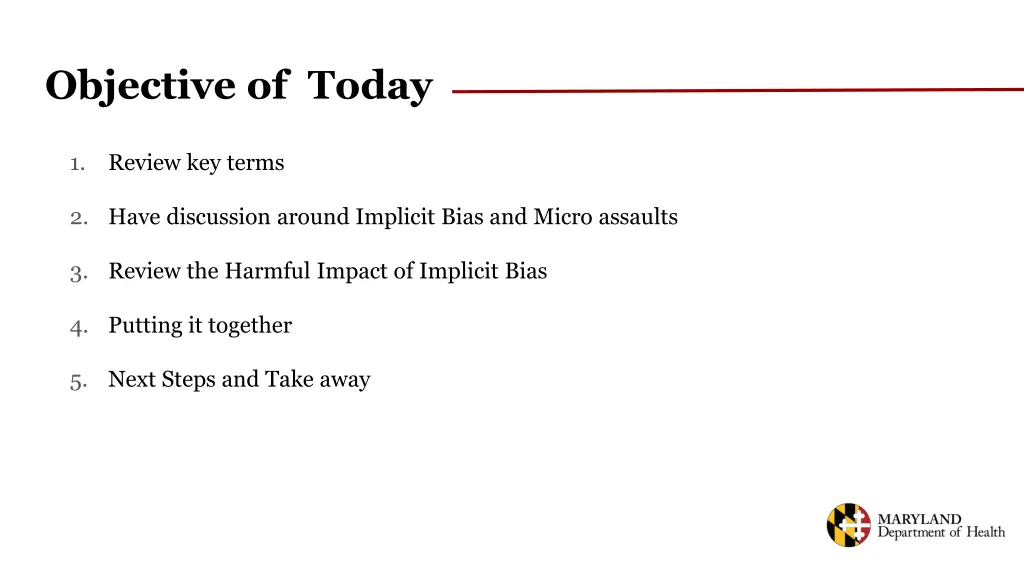 objective of today