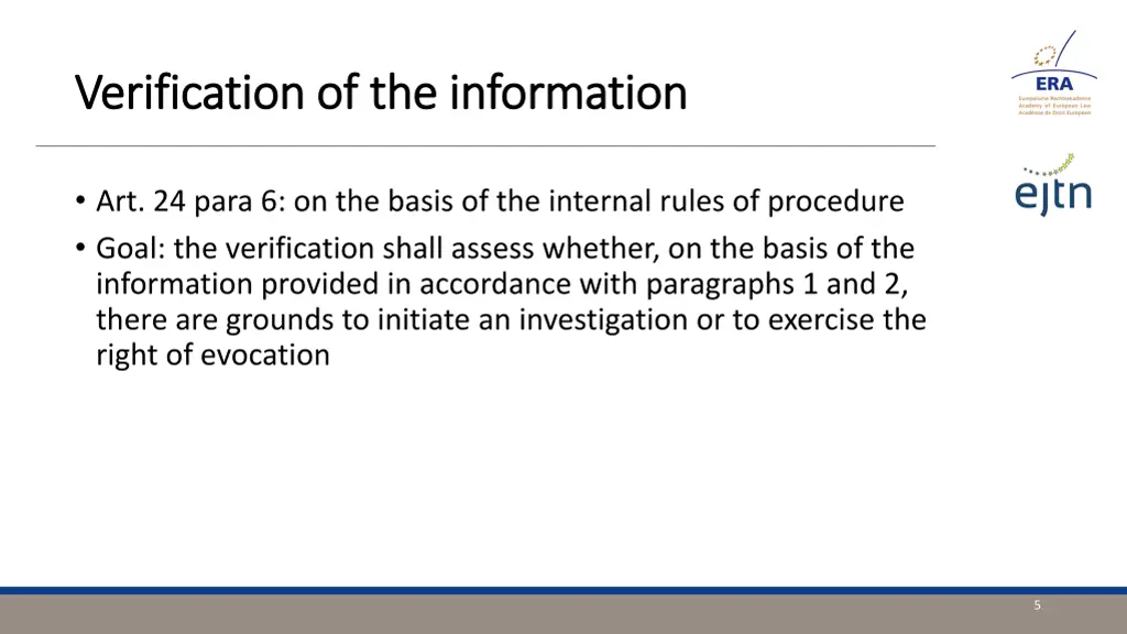 verification of the information verification