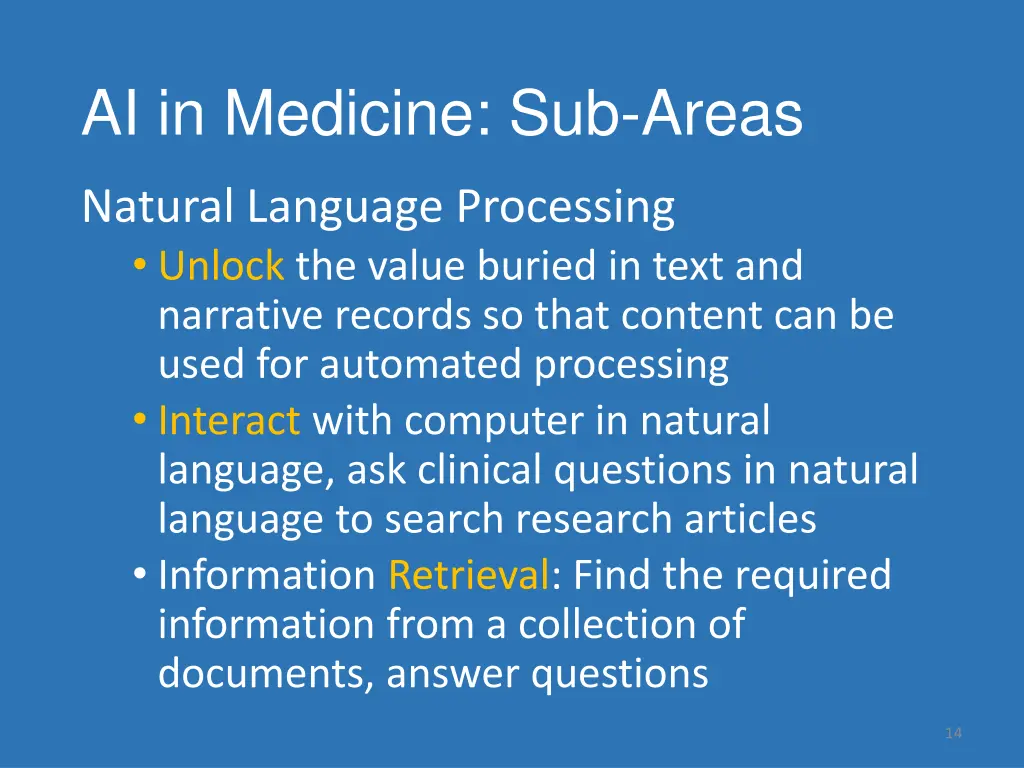 ai in medicine sub areas 1