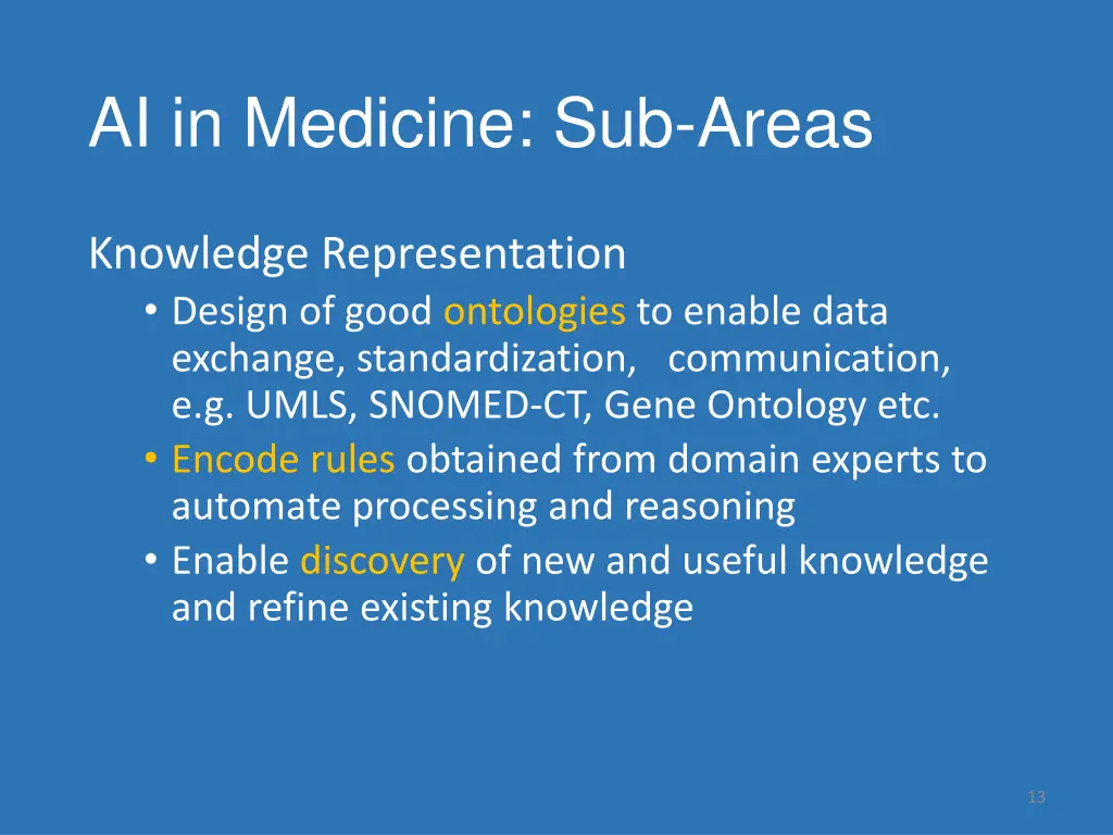 ai in medicine sub areas