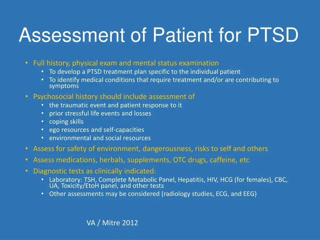 assessment of patient for ptsd