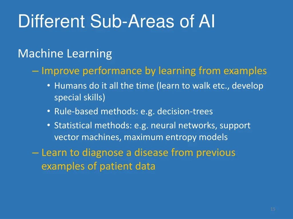 different sub areas of ai
