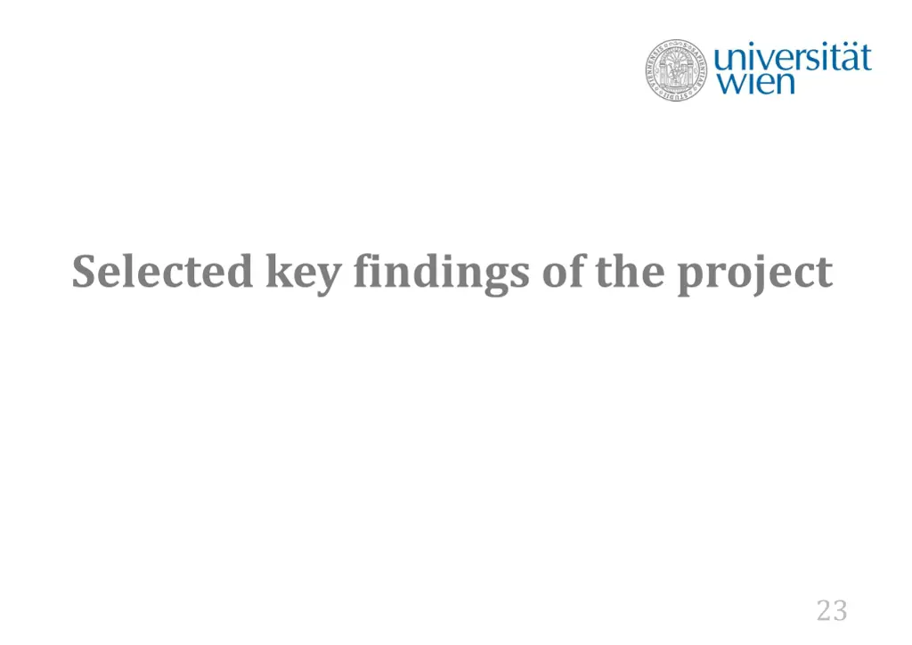 selected key findings of the project