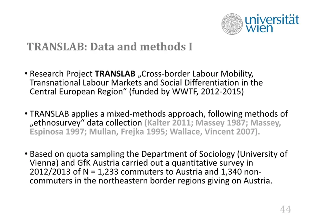 translab data and methods i