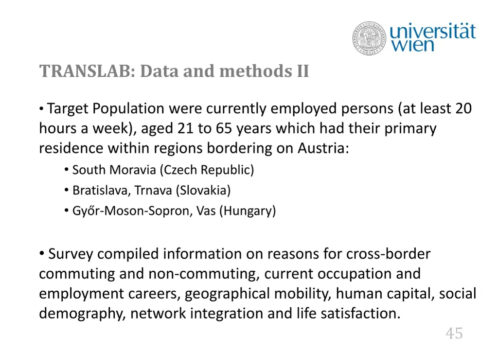 translab data and methods ii