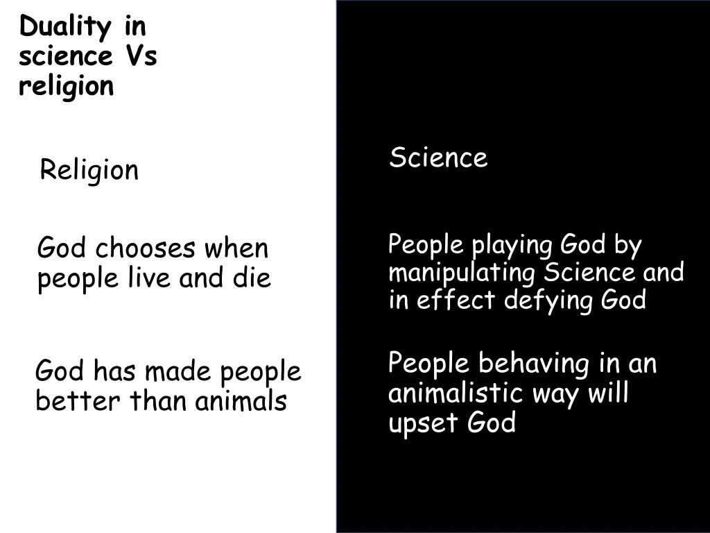 duality in science vs religion