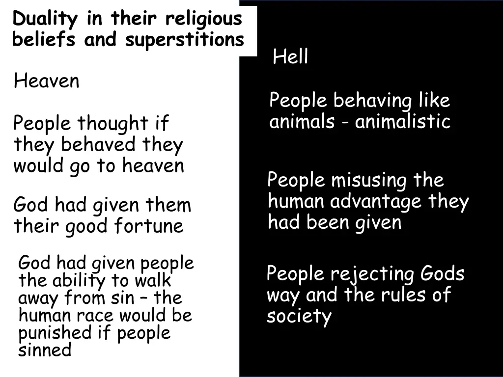 duality in their religious beliefs