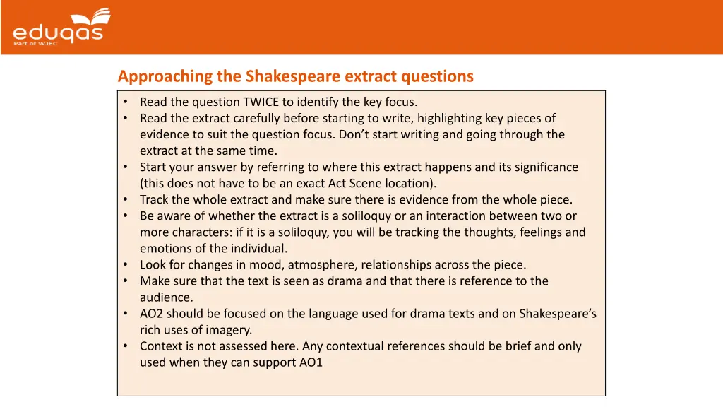 approaching the shakespeare extract questions