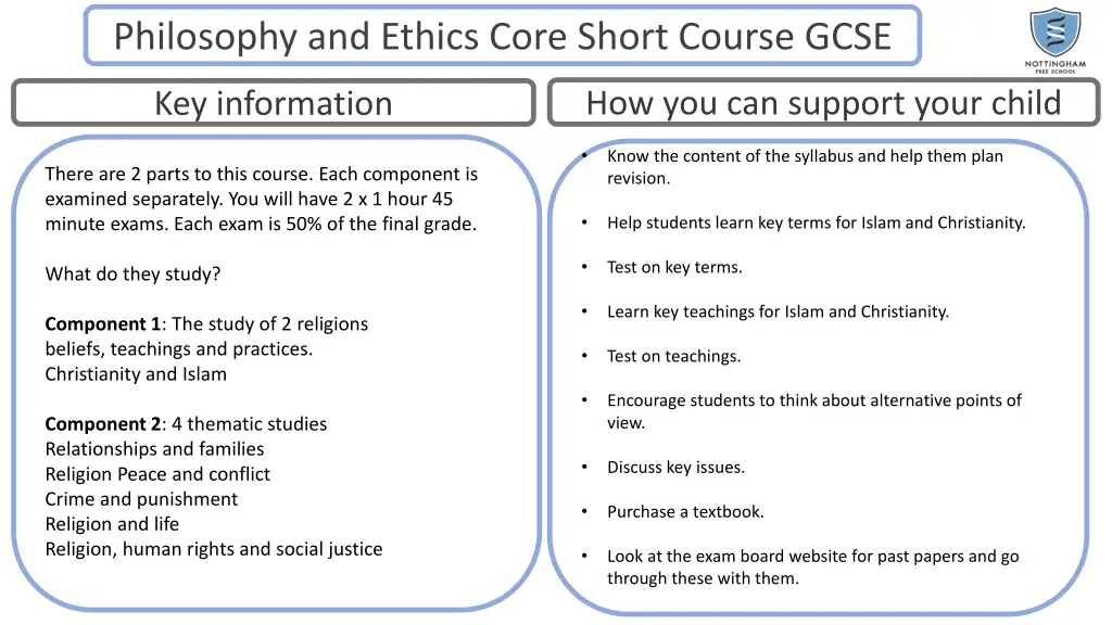 philosophy and ethics core short course gcse