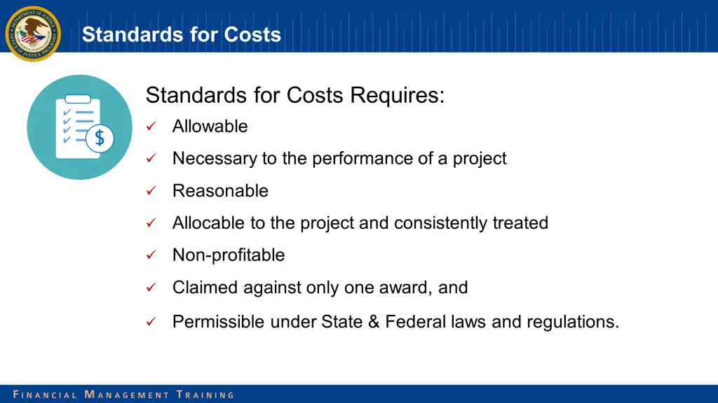 standards for costs