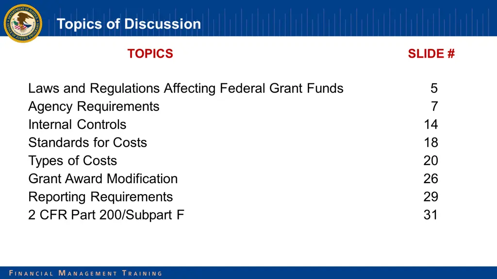 topics of discussion