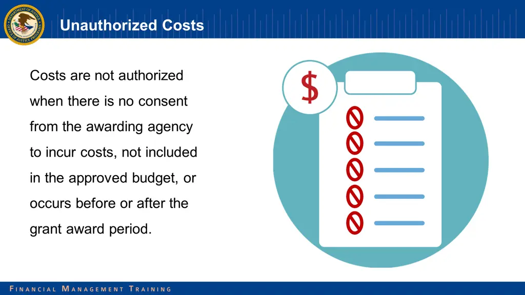 unauthorized costs