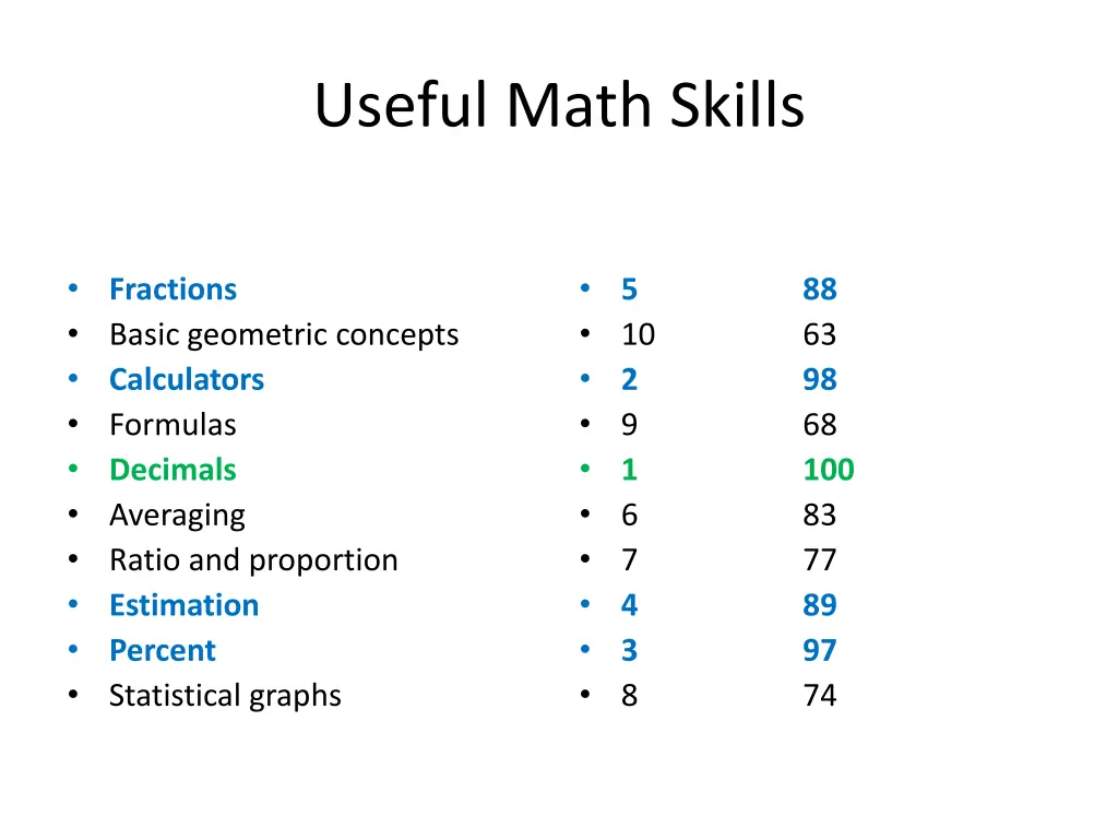 useful math skills 1
