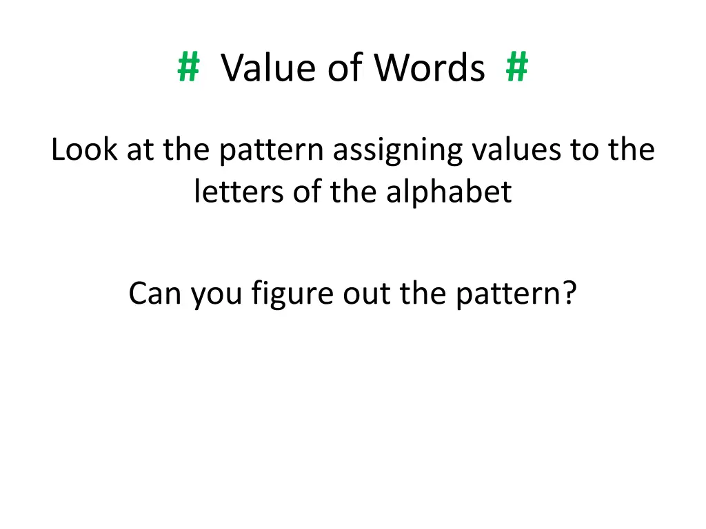 value of words 1