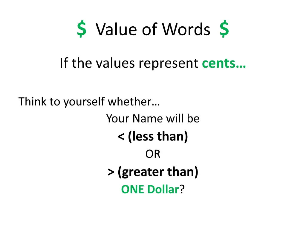 value of words 2