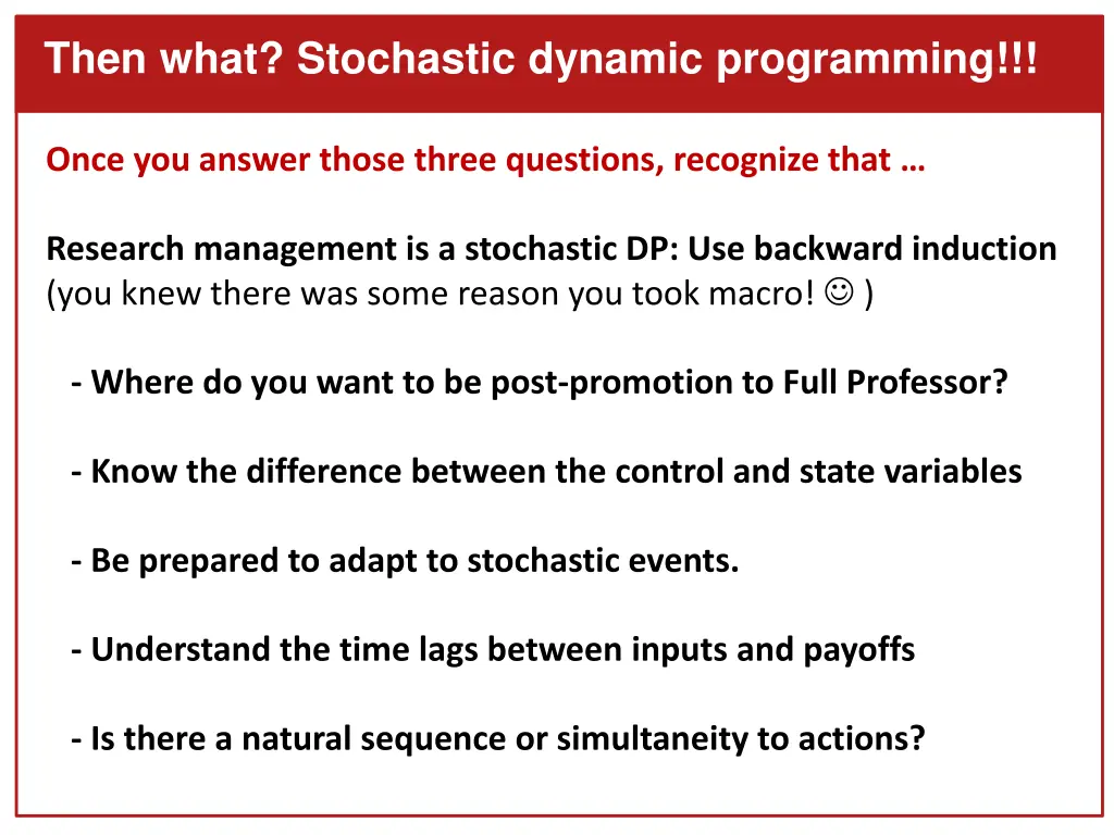 then what stochastic dynamic programming