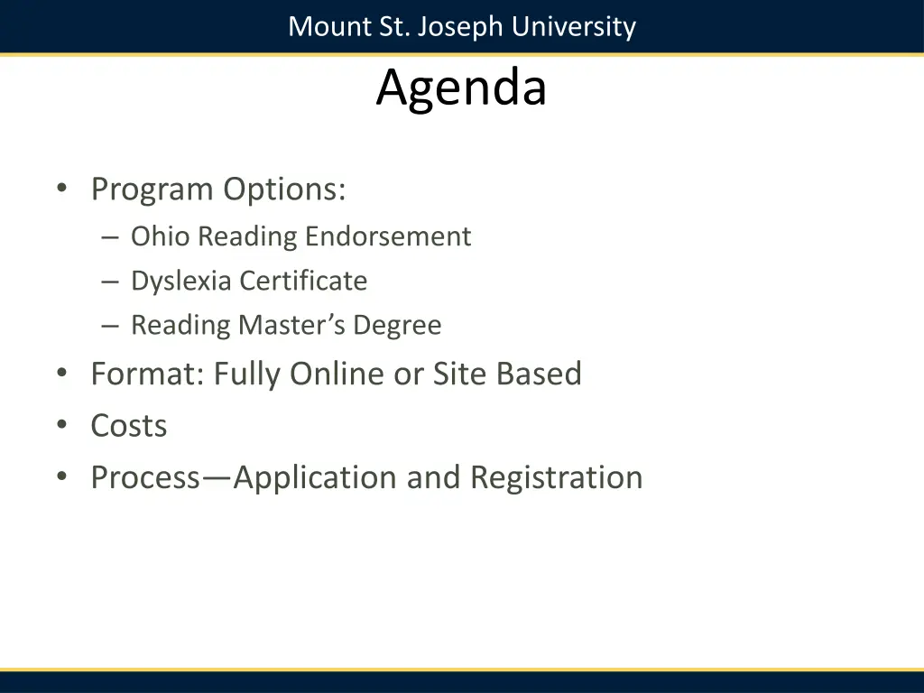 mount st joseph university agenda