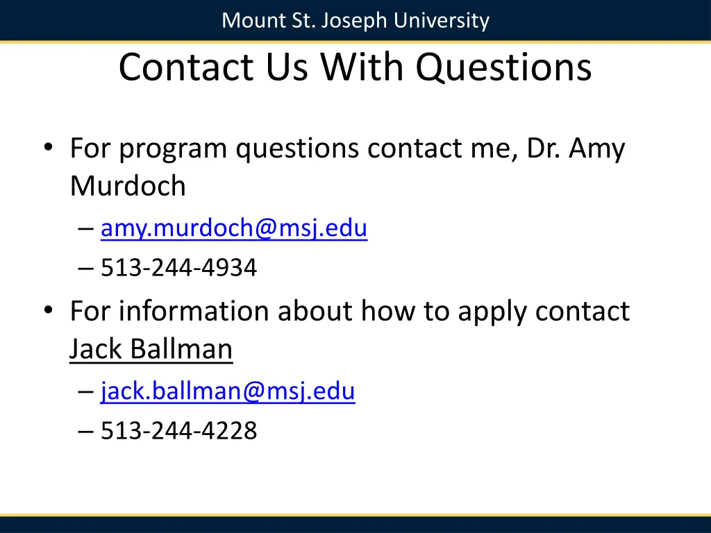 mount st joseph university contact us with