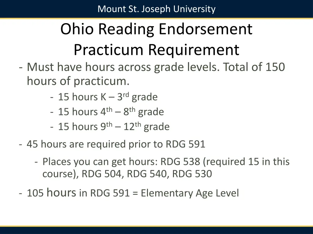 mount st joseph university ohio reading 1