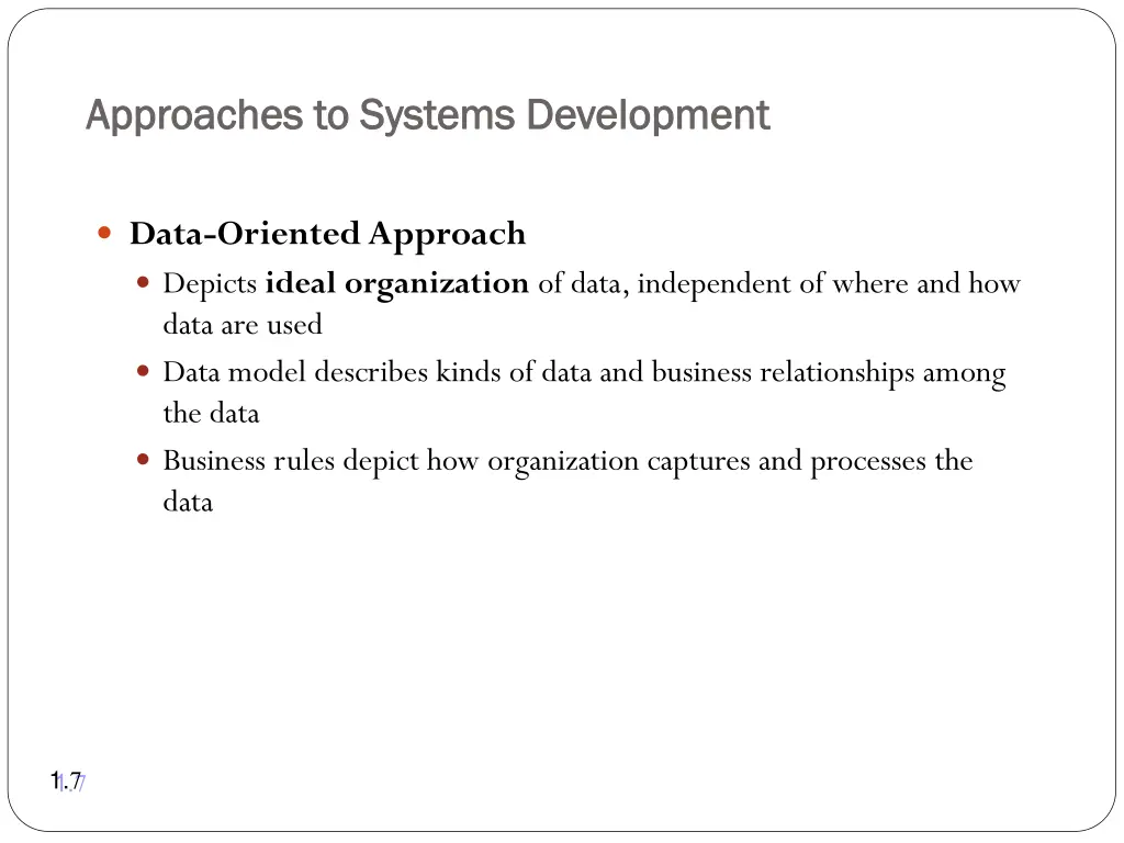 approaches to systems development approaches 1