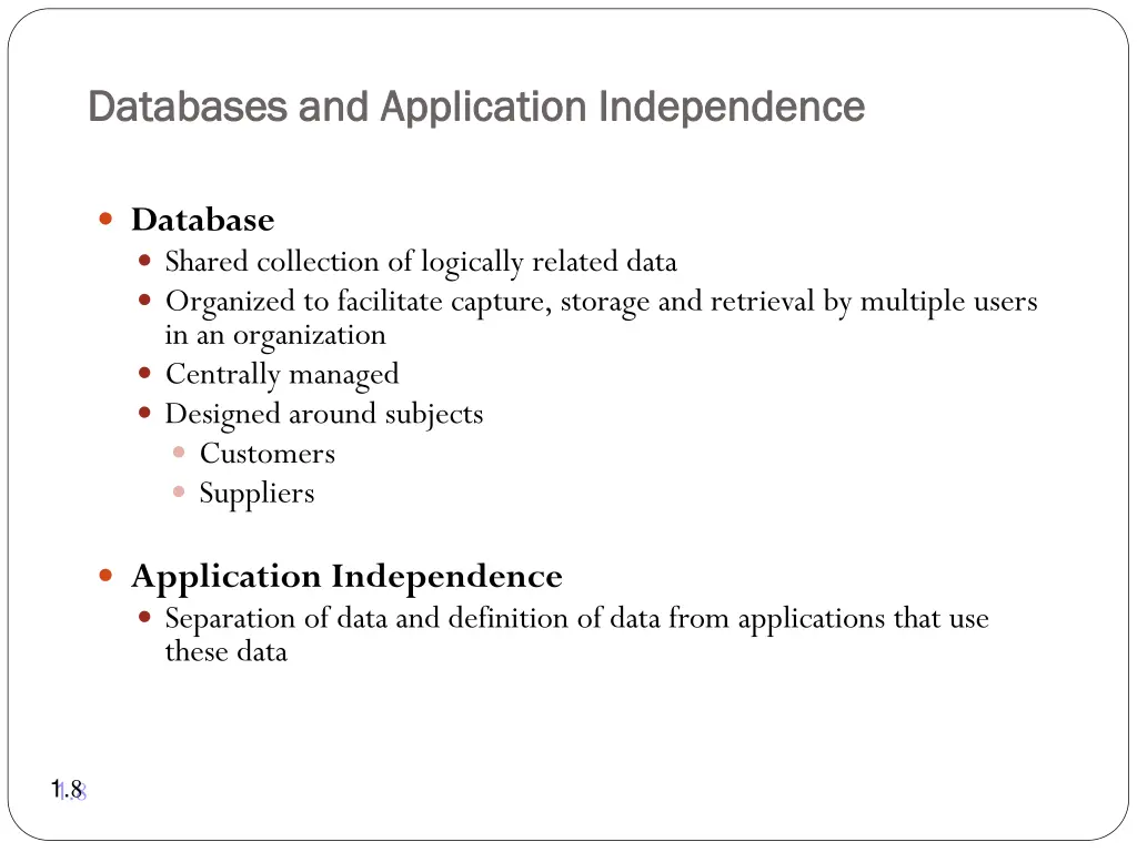 databases and application independence databases