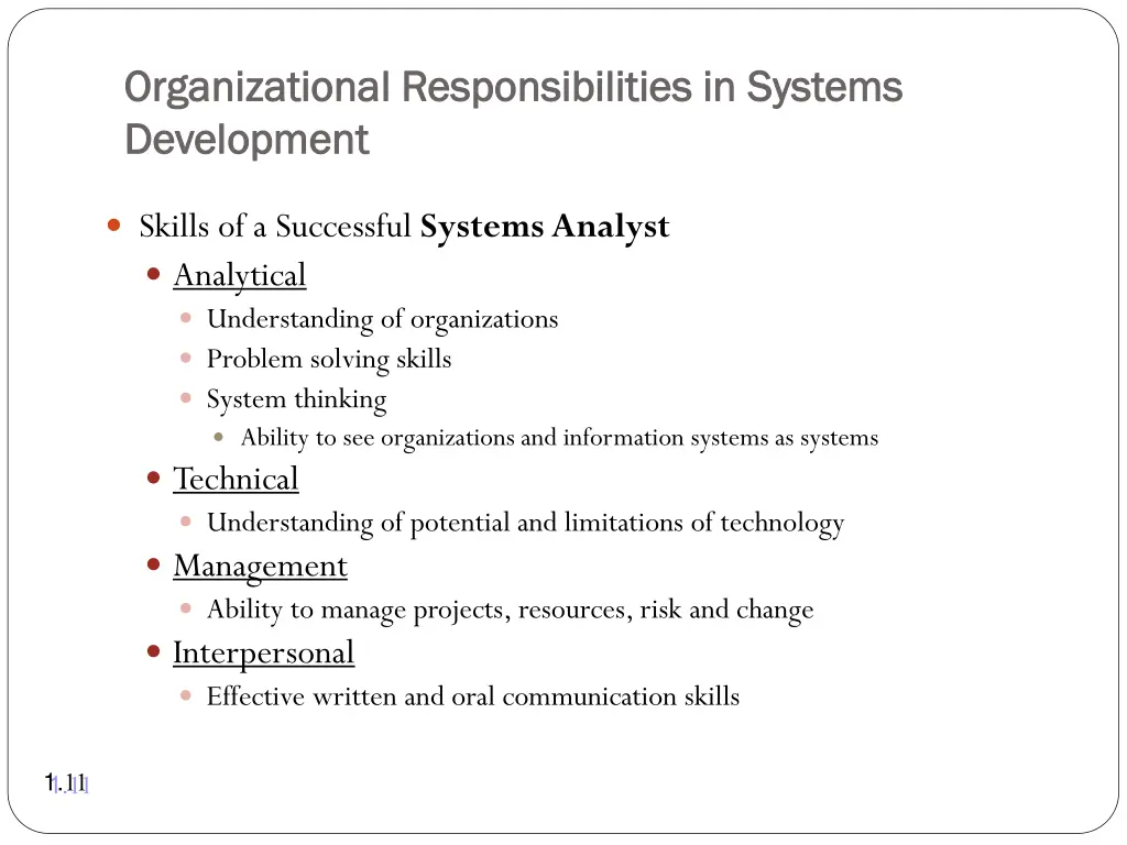 organizational responsibilities in systems 2
