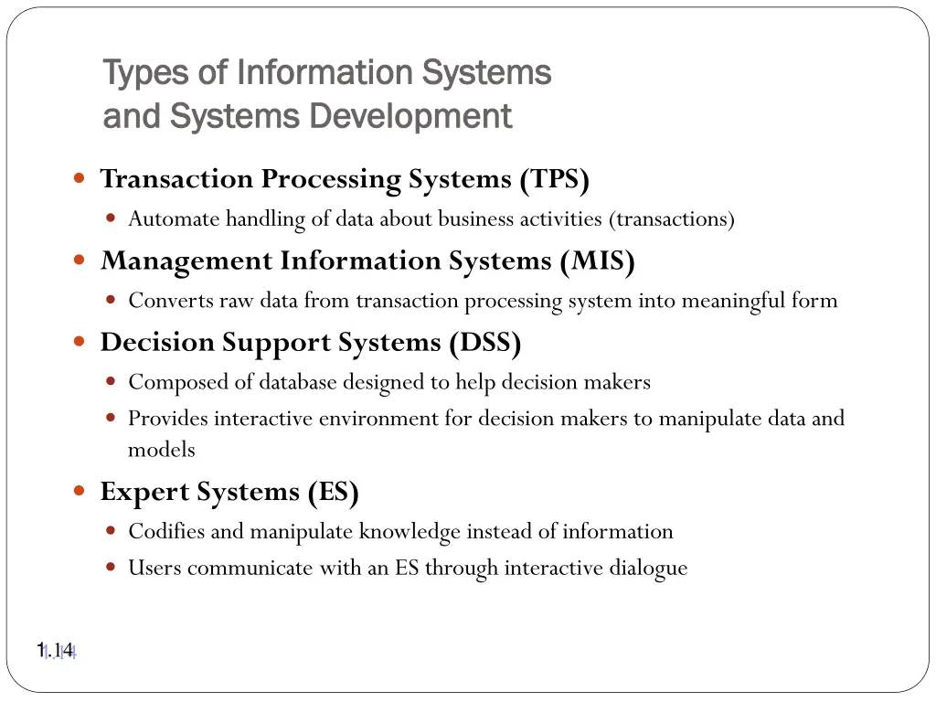 types of information systems types of information