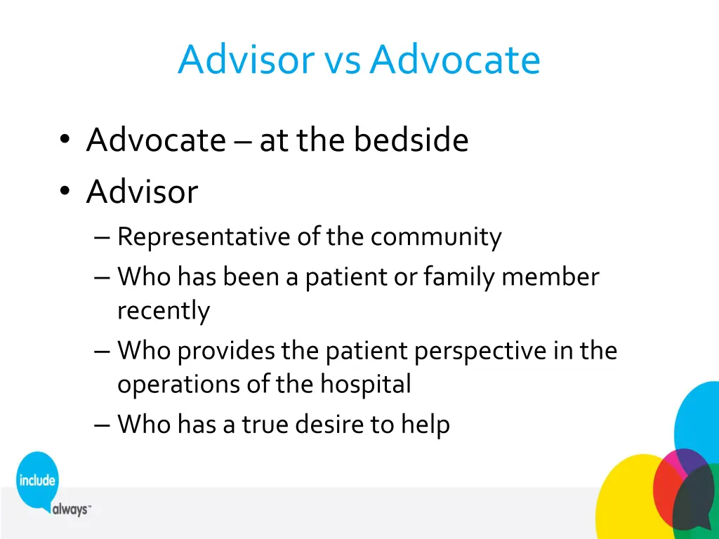advisor vsadvocate