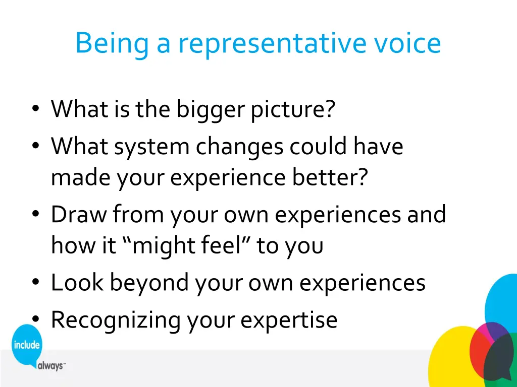 being a representative voice
