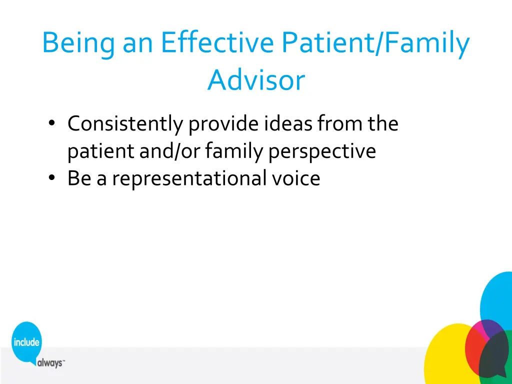 being an effective patient family advisor