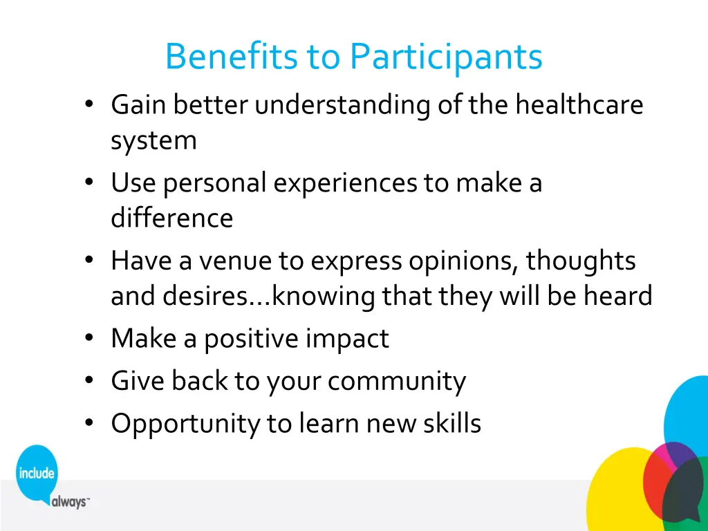benefits to participants gain better