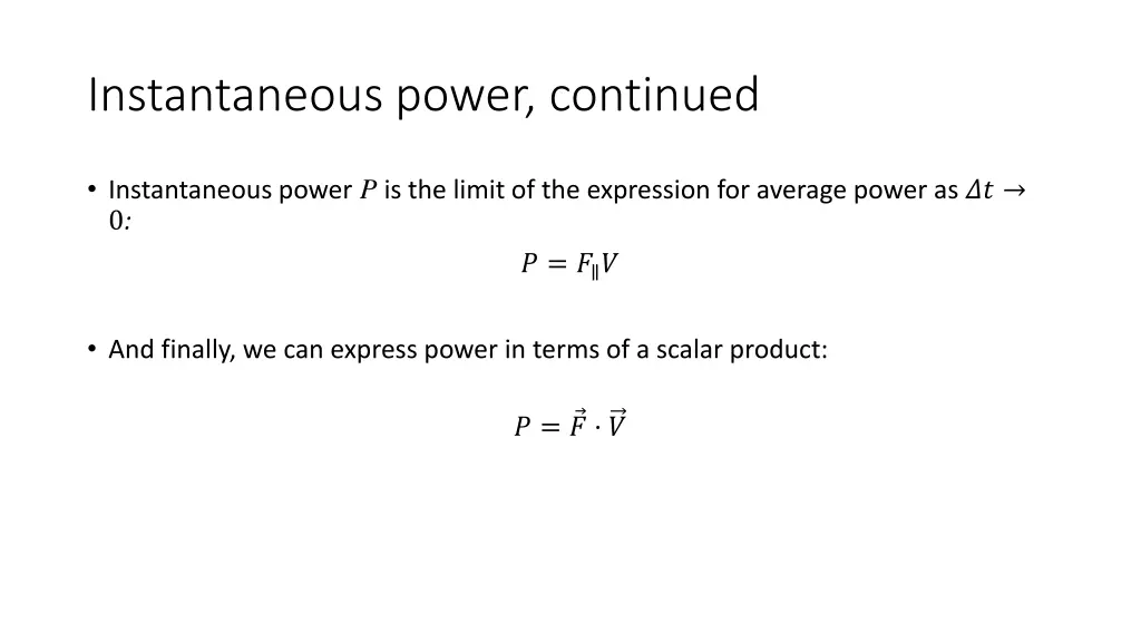 instantaneous power continued