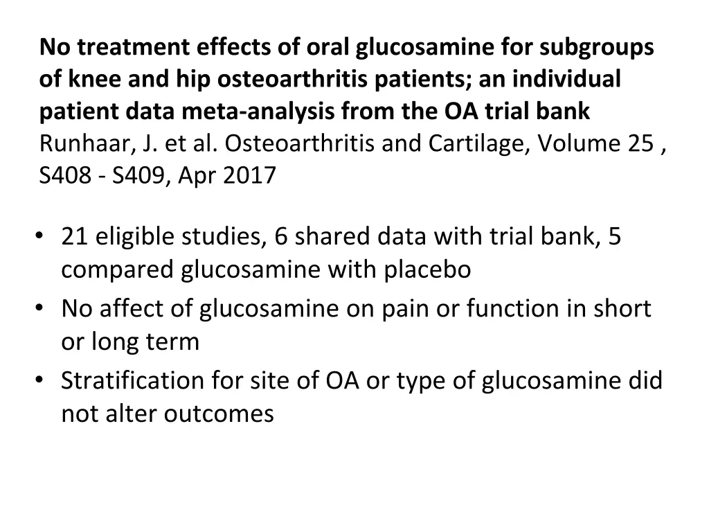 no treatment effects of oral glucosamine