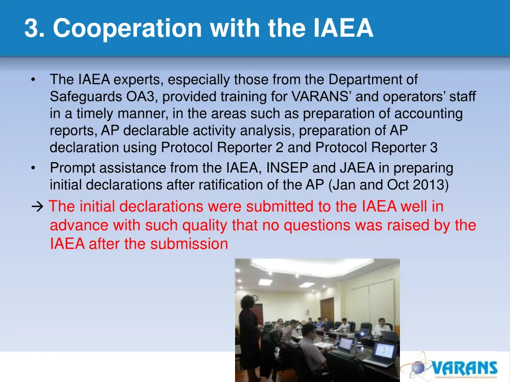 3 cooperation with the iaea