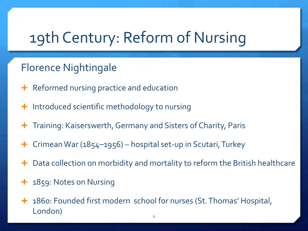 19th century reform of nursing