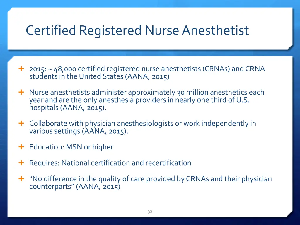 certified registered nurse anesthetist