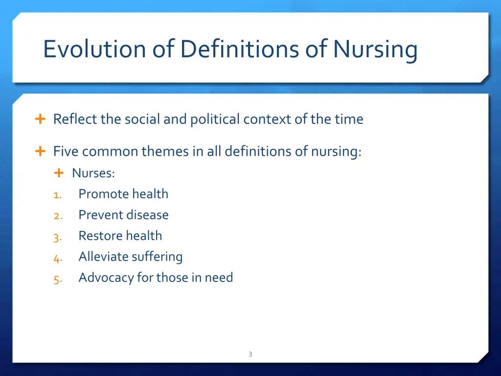 evolution of definitions of nursing 1