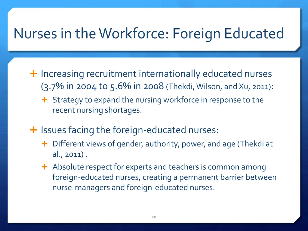 nurses in the workforce foreign educated