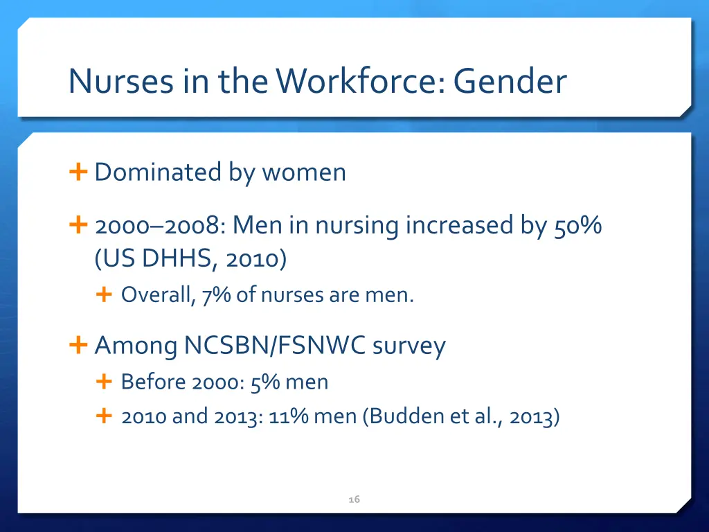 nurses in the workforce gender