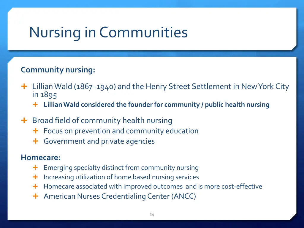 nursing in communities