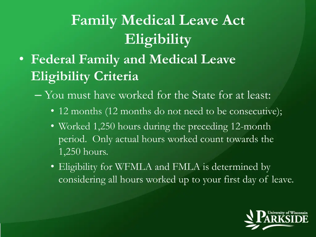 family medical leave act eligibility federal