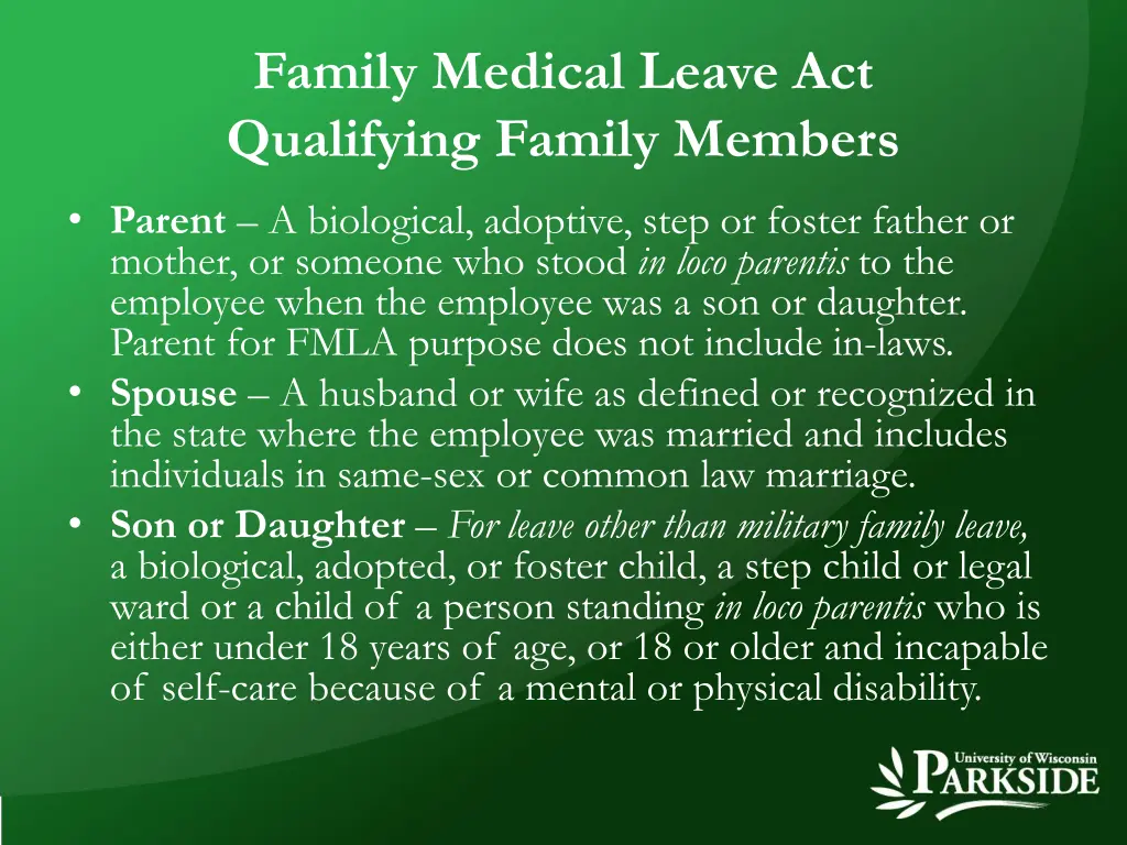 family medical leave act qualifying family members