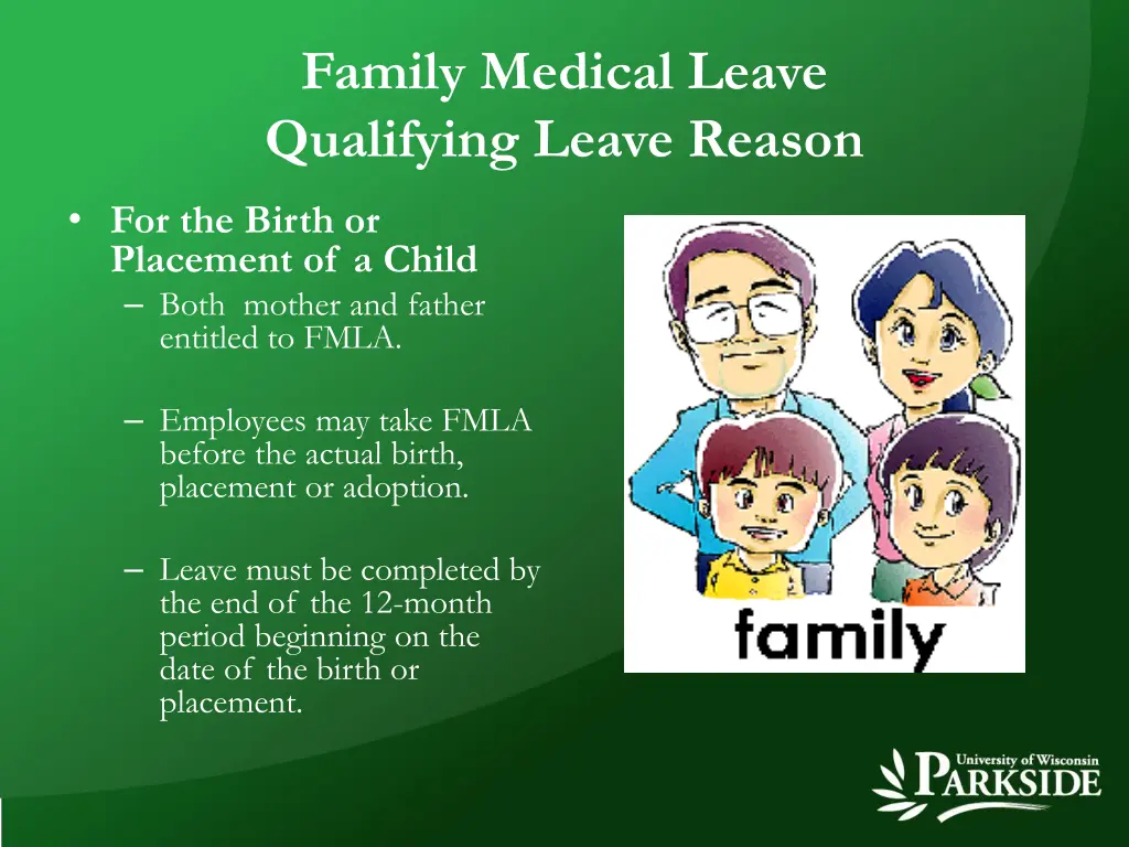 family medical leave qualifying leave reason