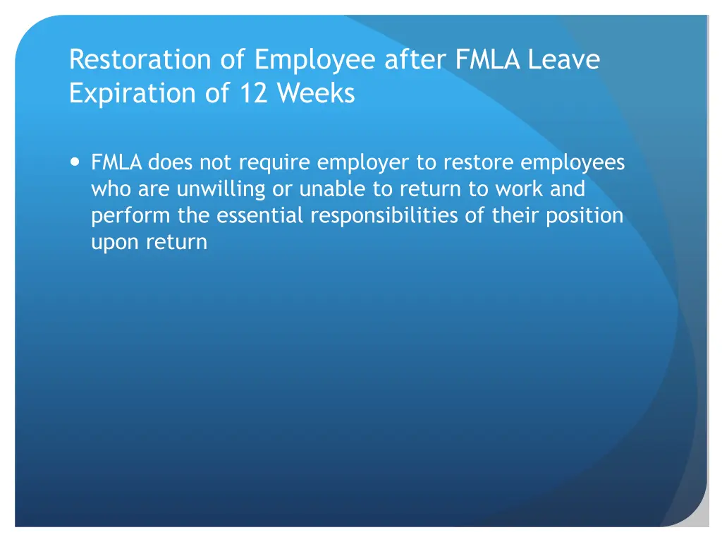 restoration of employee after fmla leave 3