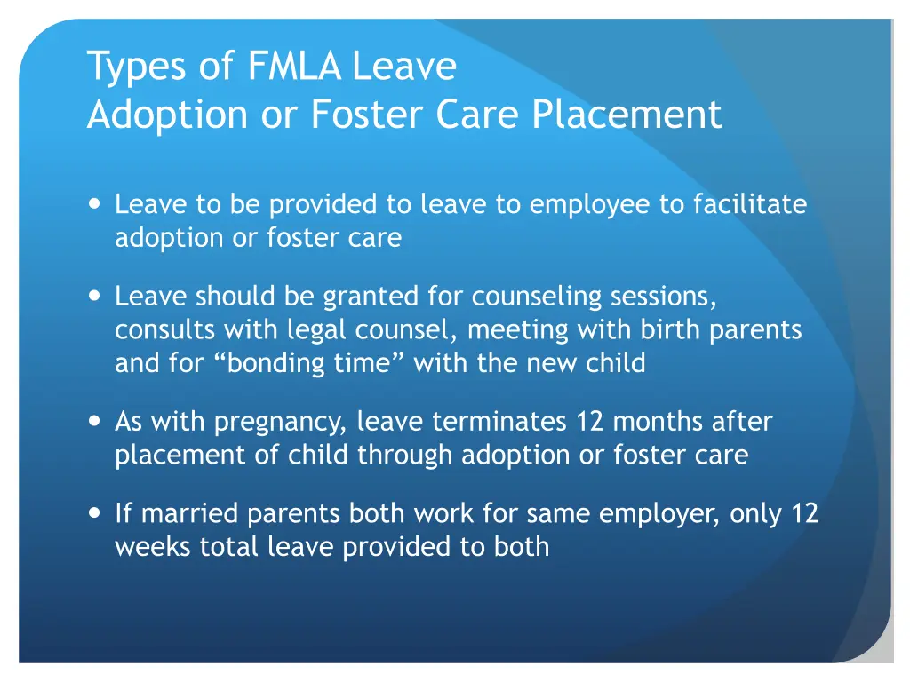 types of fmla leave adoption or foster care