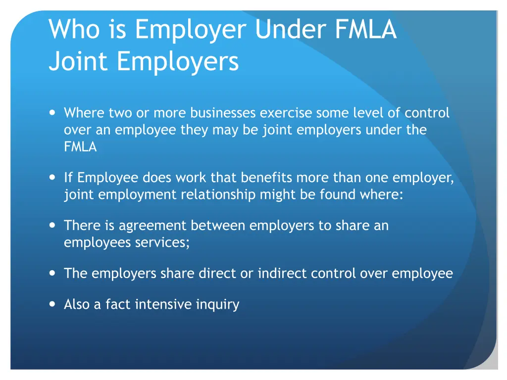 who is employer under fmla joint employers