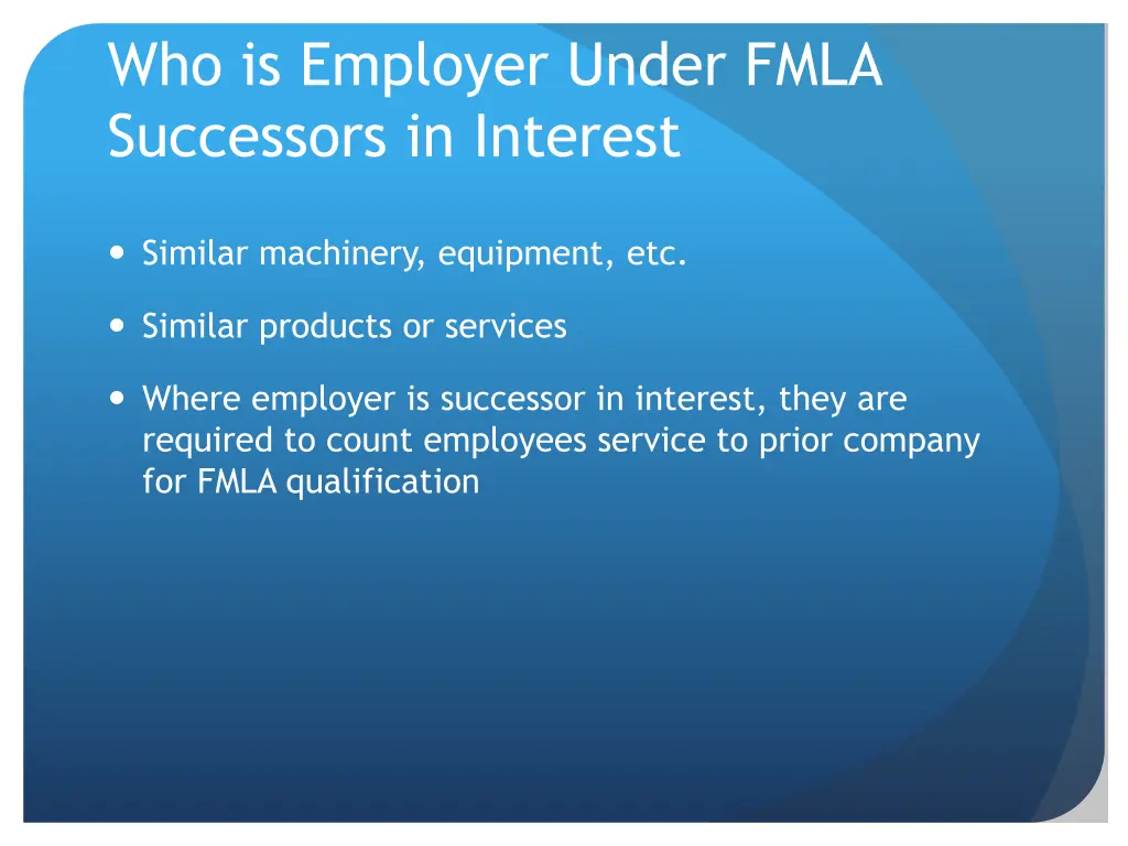 who is employer under fmla successors in interest 1