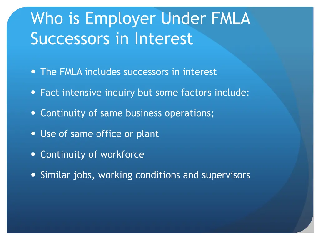 who is employer under fmla successors in interest